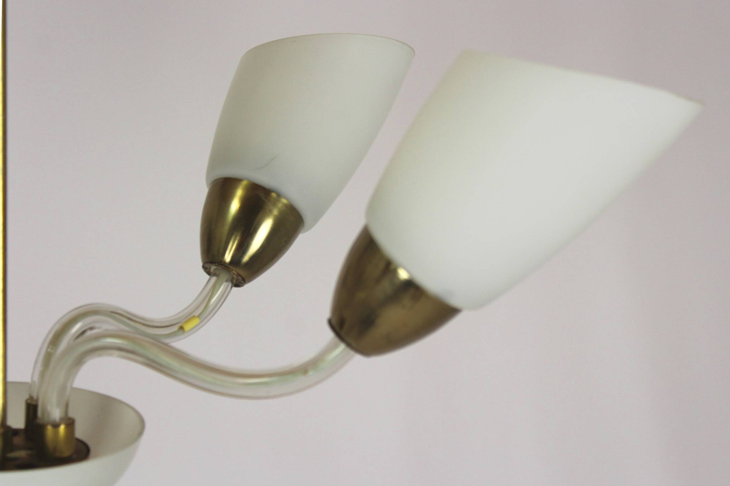 Mid-century steel & glass pendant lamp, 1960s