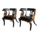 Pair of Empire-style bergère armchairs decorated with swans and lyres