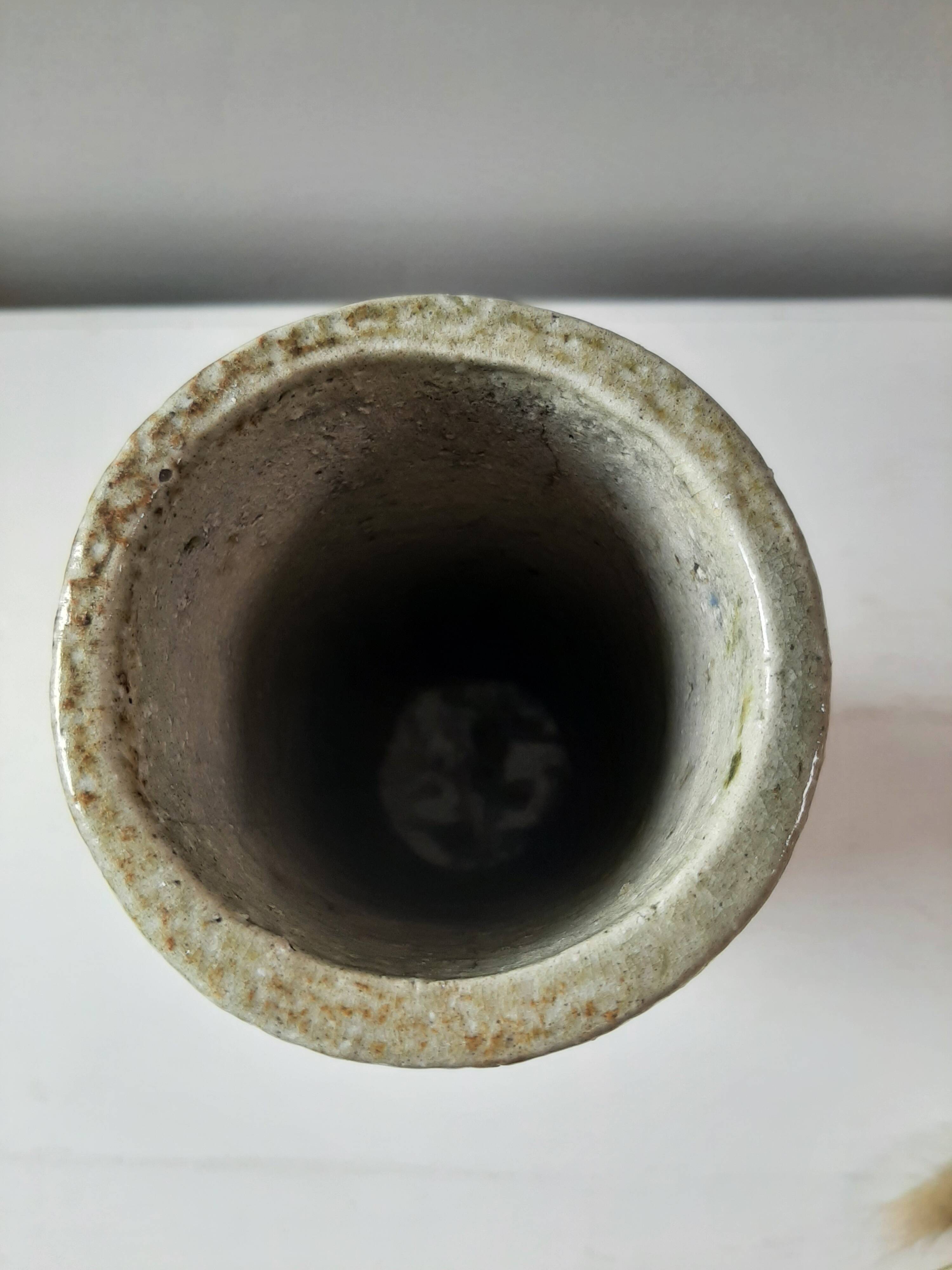 Jean Claude Monange stoneware scroll vase