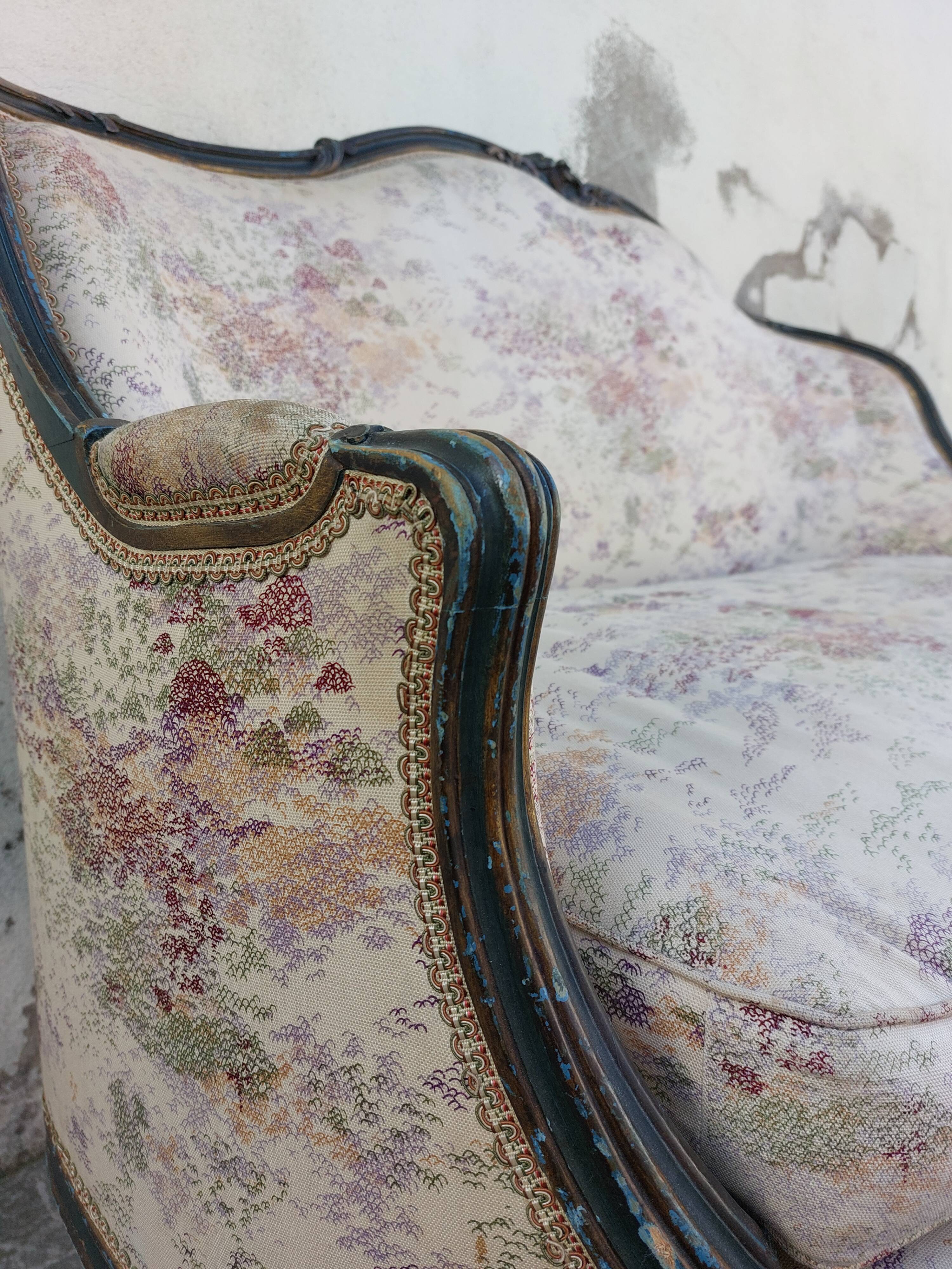 Sofa bench louis XV carved basket