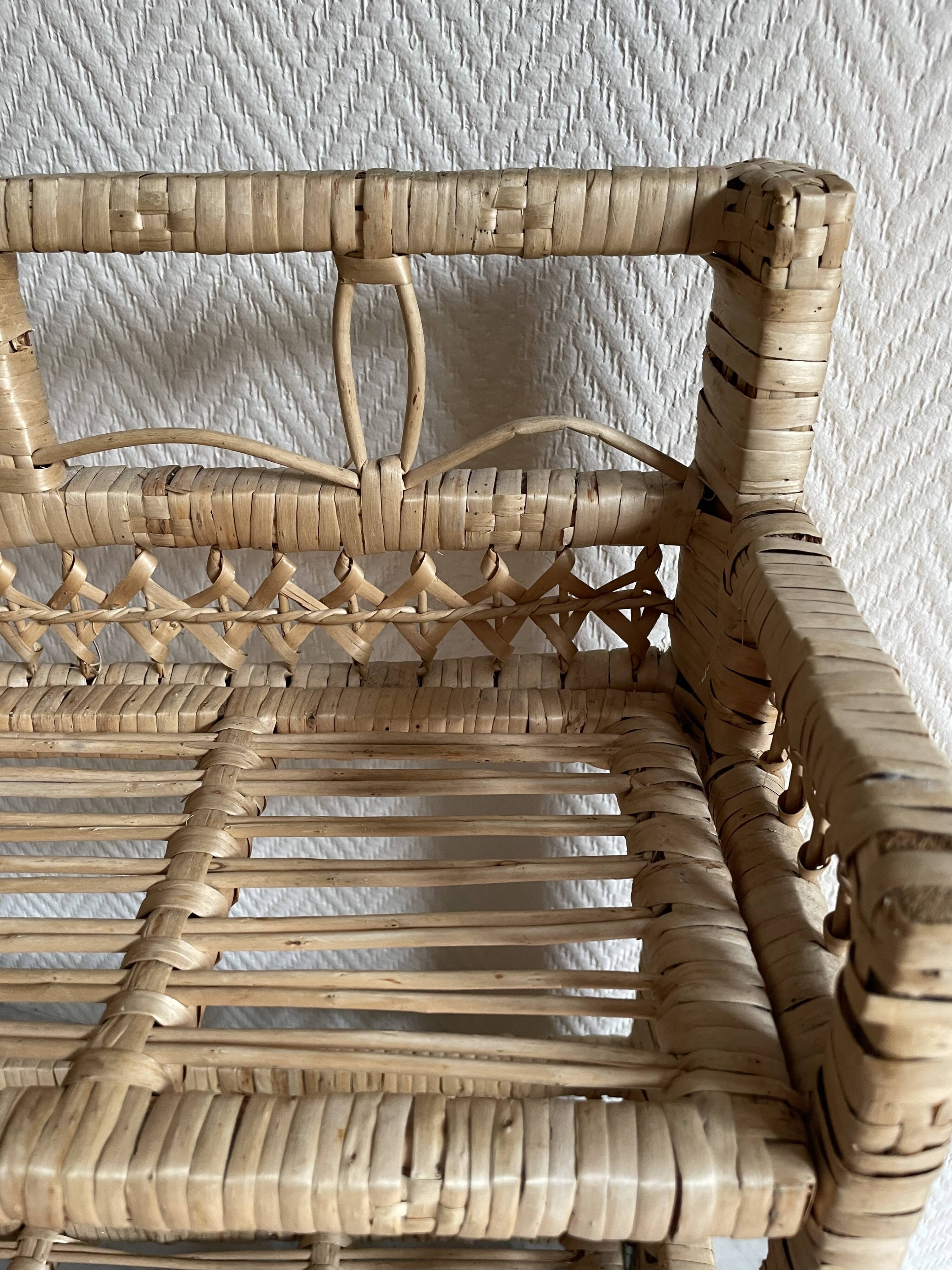 Small light beige wicker and rattan shelf