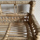 Small light beige wicker and rattan shelf