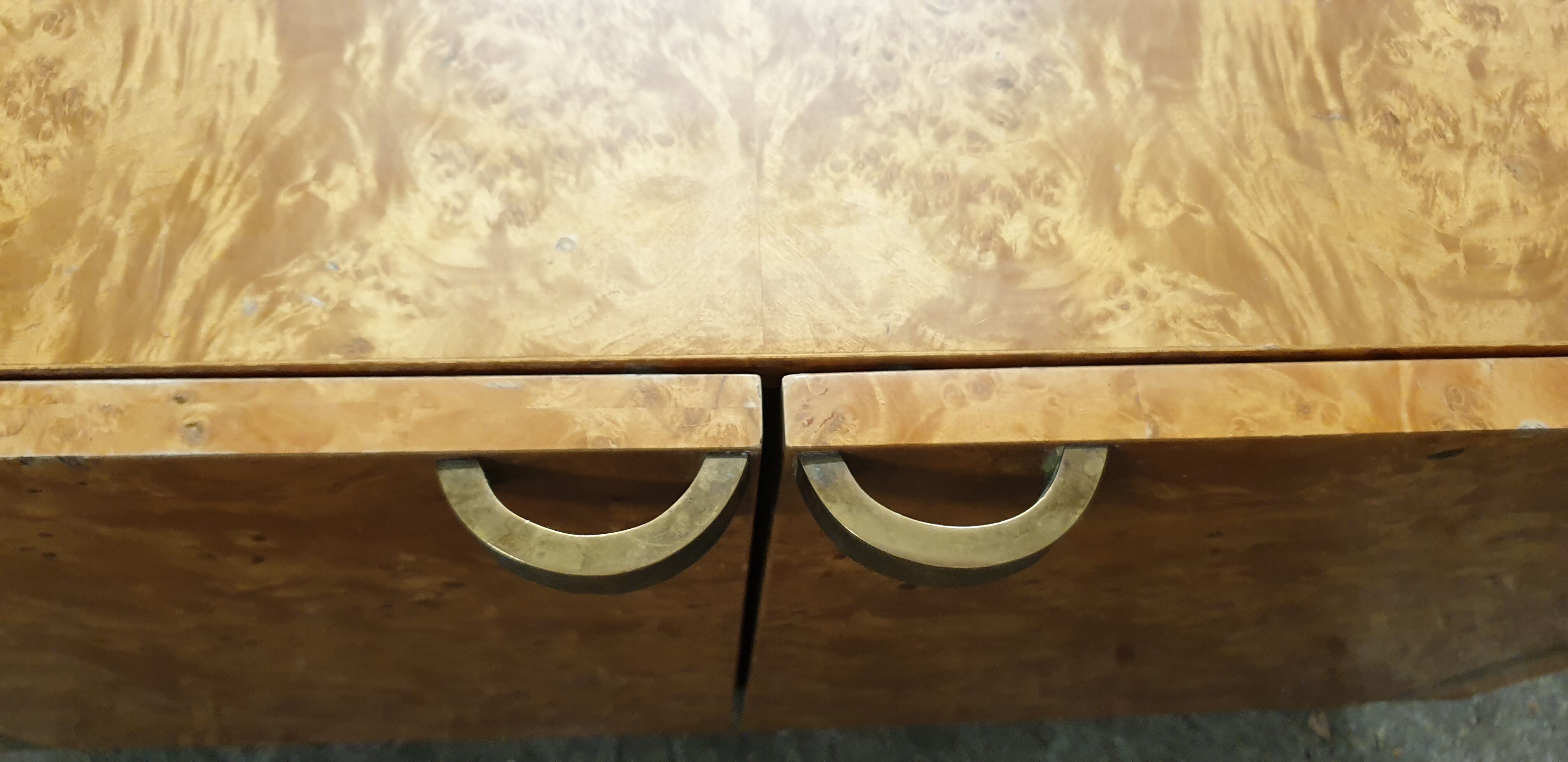 Buffet low elm magnifying glass circa 70