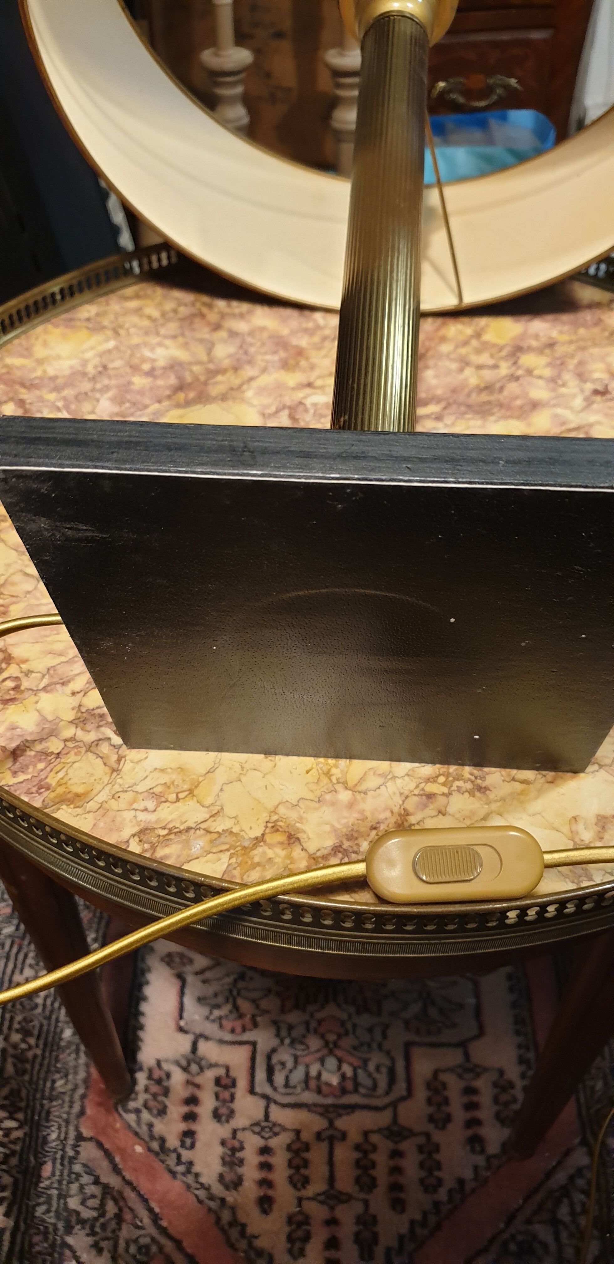 Leather and brass table lamp