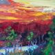 Huile su panneau suédoise "Murmures de la forêt" vintage et encadrée