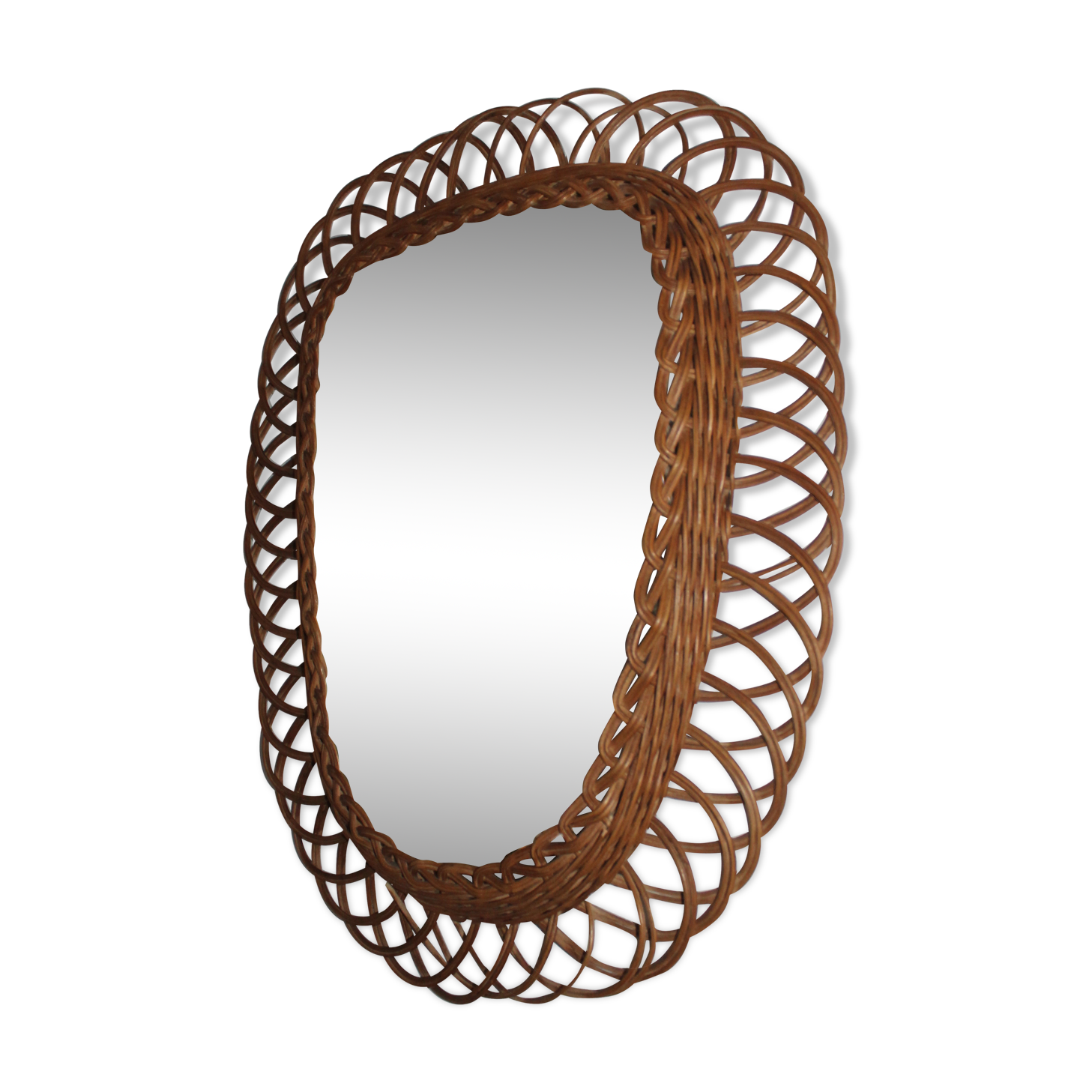 Vintage rattan mirror 66x51cm