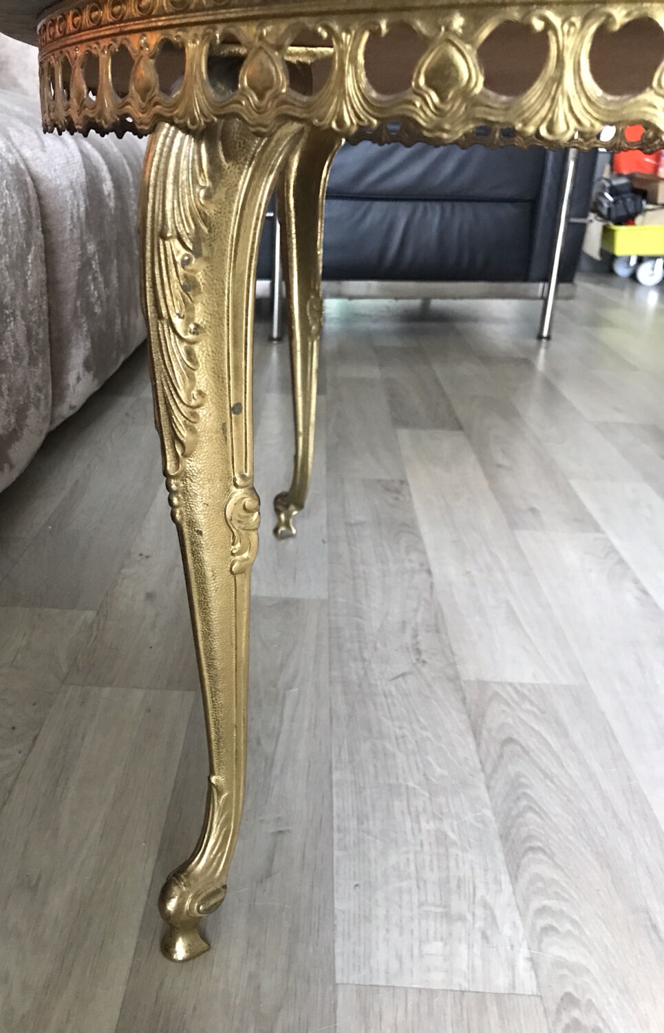 Marble and brass side coffee table