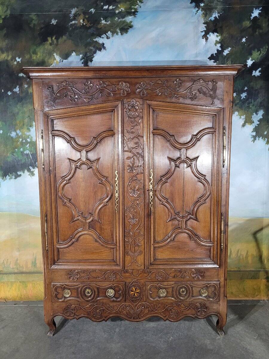 Louis XV carved oak wardrobe