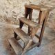 Antique chestnut wood workshop stepladder – France, early 1900s