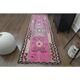 1970s Vintage Turkish Hand-Knotted Wool Cotton Pink Runner Rug 98x303