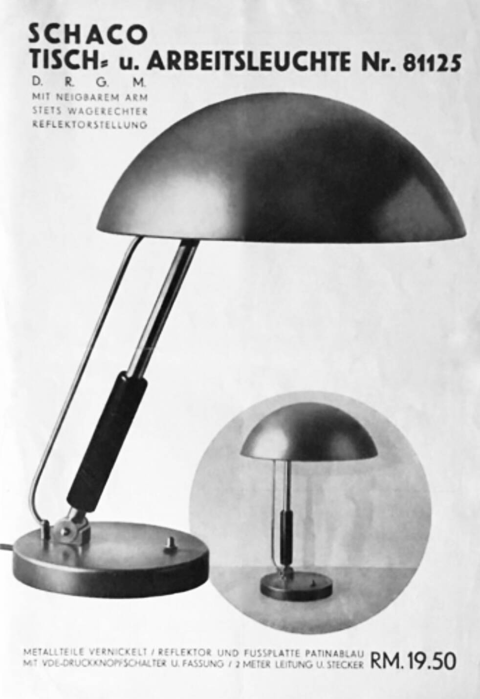 Bauhaus design lamp Schaco 1940