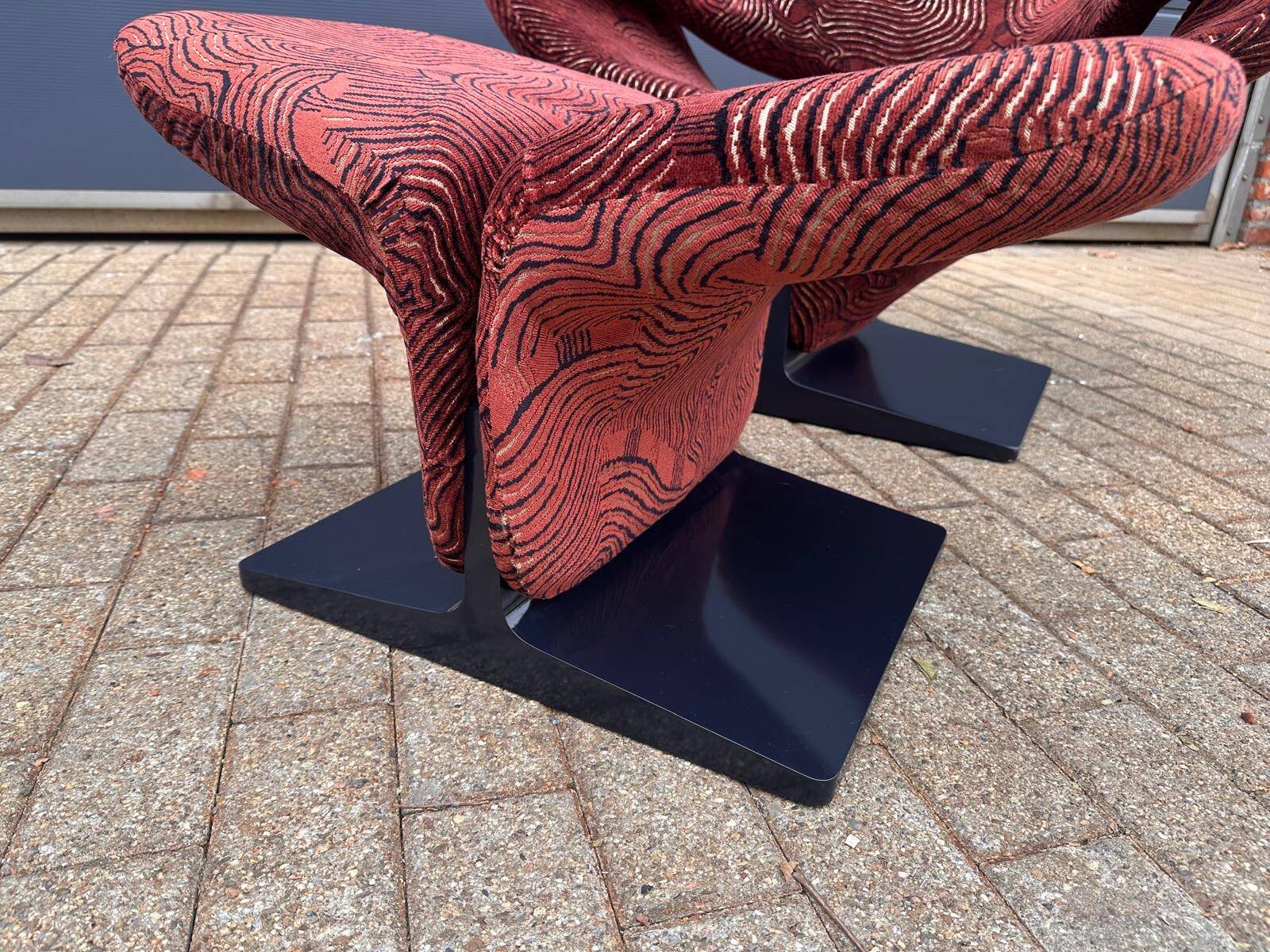 Artifort Ribbon chair by Pierre Paulin + Ottoman, Pierre Frey fabric