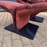 Artifort Ribbon chair by Pierre Paulin + Ottoman, Pierre Frey fabric