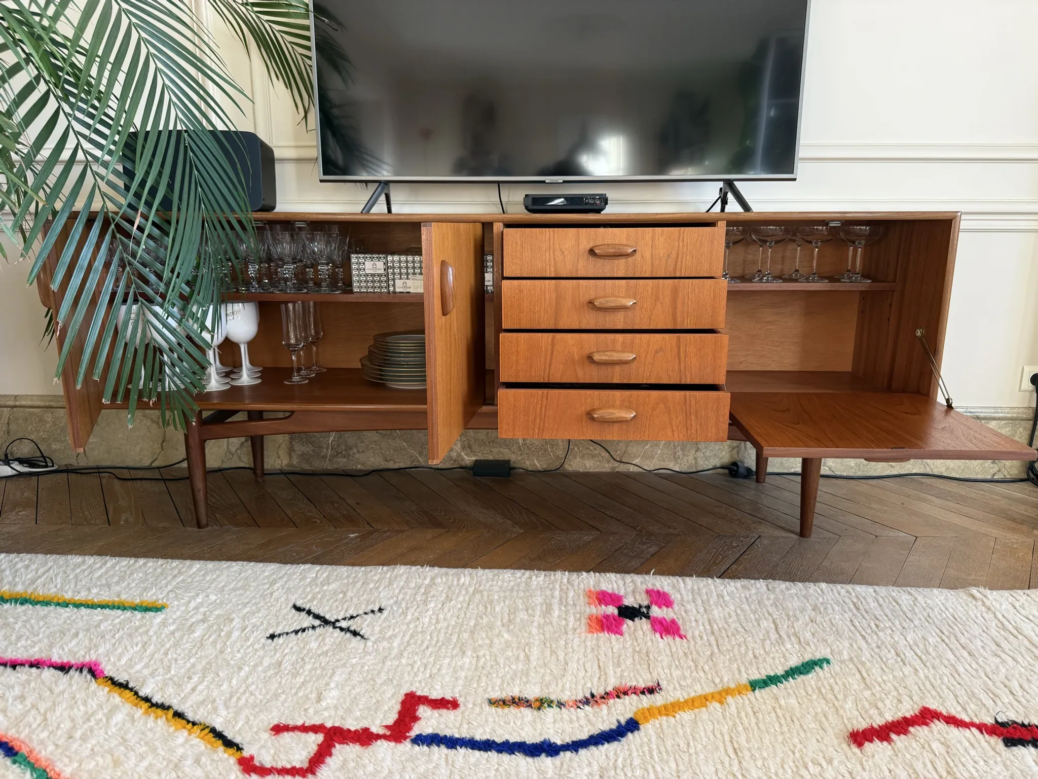Vintage Scandinavian teak sideboard by G Plan, 1960.