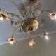 Vintage Venetian chandelier in Murano glass dusted with gold (6 arms)