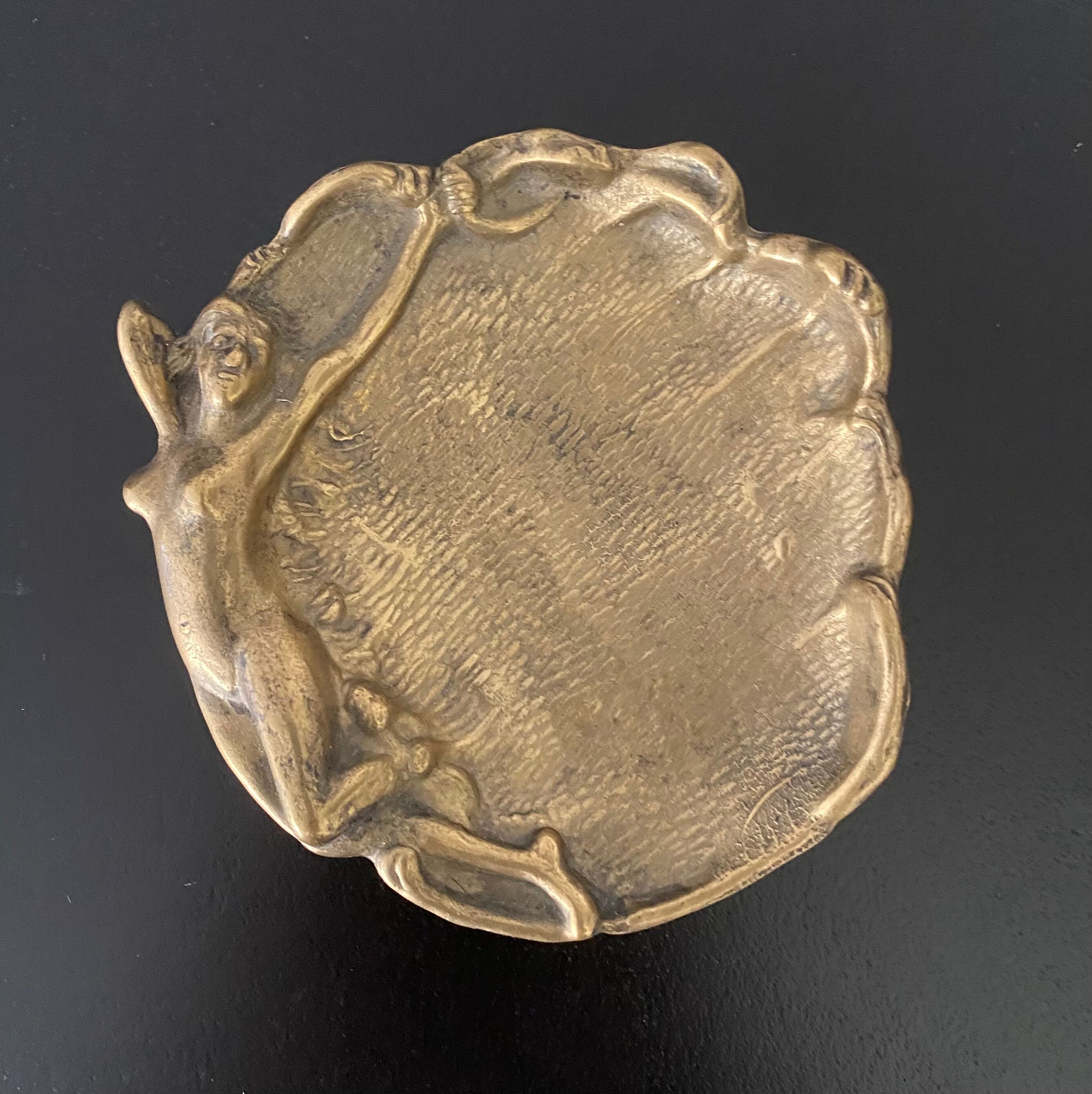 Art Nouveau brass pocket tray