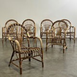 6 rattan armchairs
