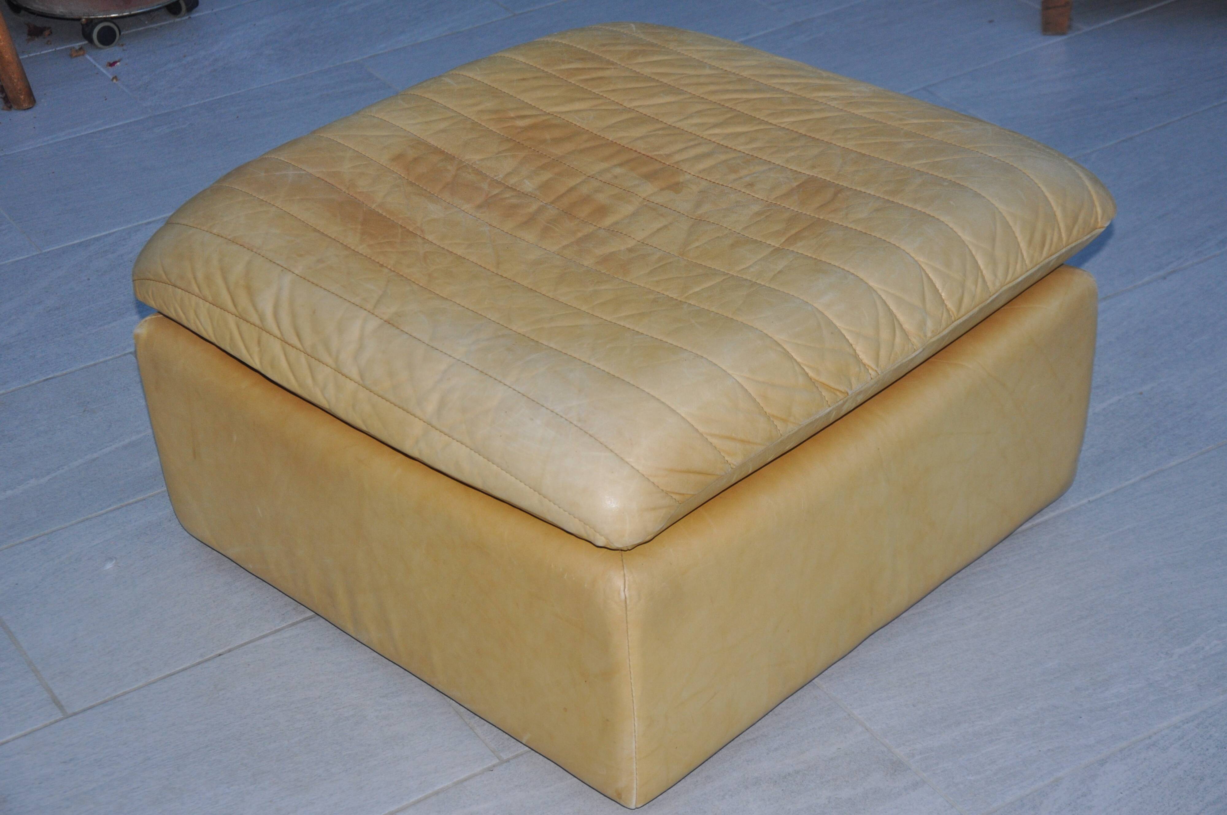 Roche Bobois leather pouf, 1970s