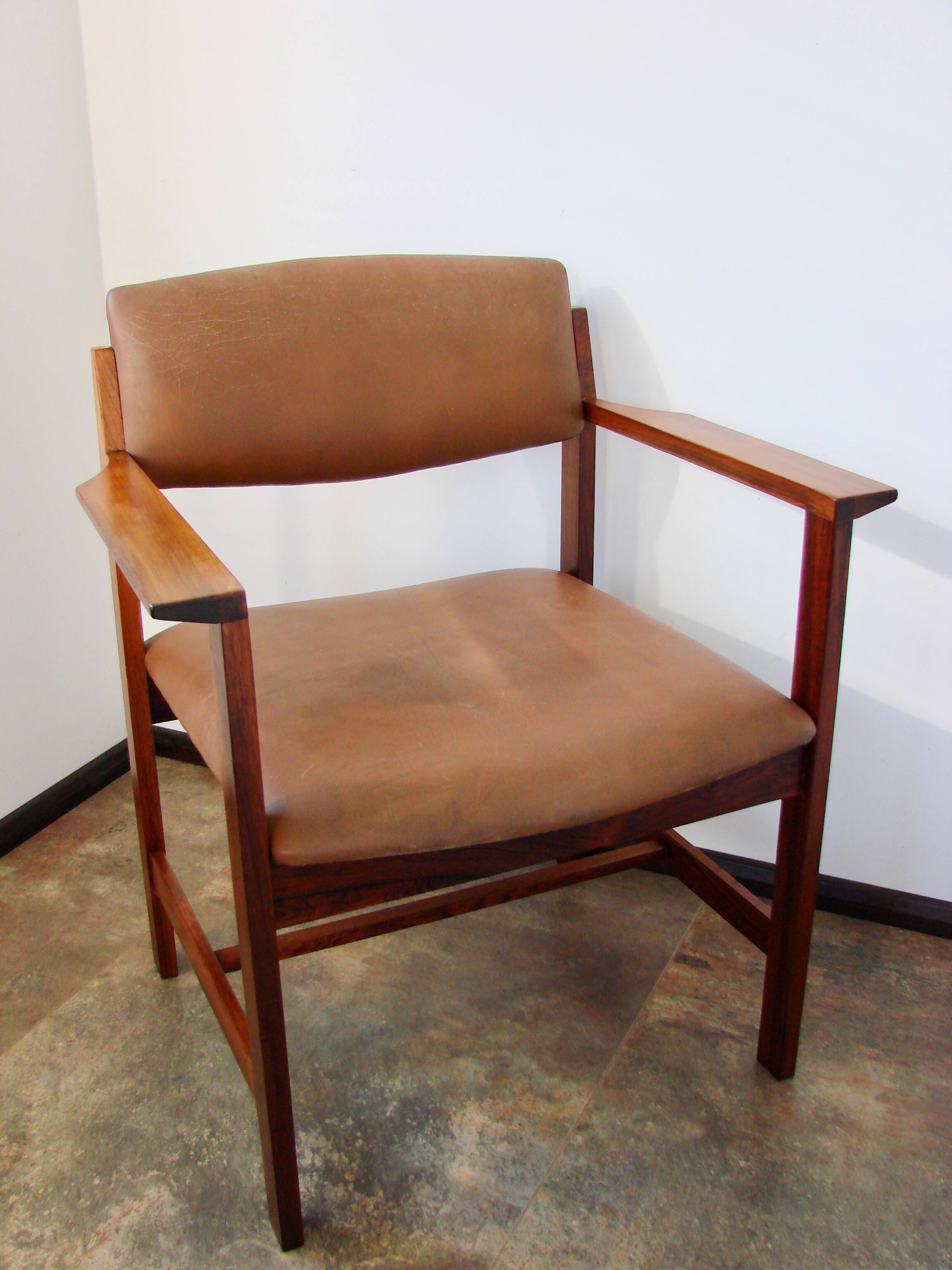 1960s Scandinavian armchair – rosewood, leather, vintage