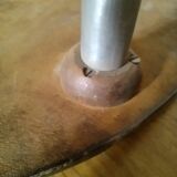 Table basse guéridon sellette vintage art déco tube métal plateau bois