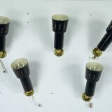 Set of five Stilnovo style spotlights in brass and lacquered metal. Italy