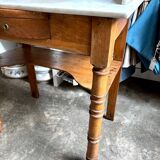 Coiffeuse, meuble de toilette en bois et marbre 80 x 48 cm