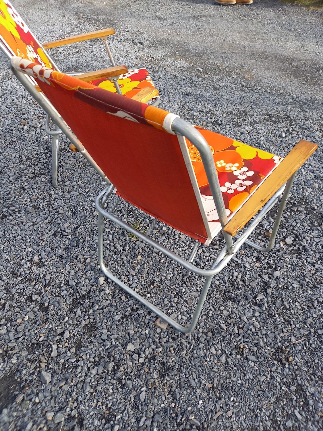 2 folding armchairs camping or beach vintage 70