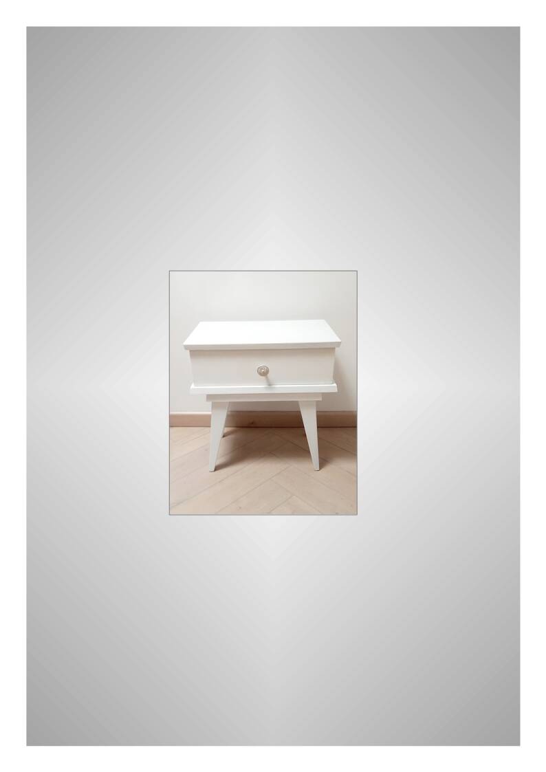 Vintage bedside table with tapered legs