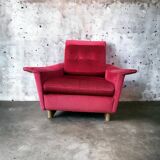Pair of vintage comfortable armchairs in fabrics probably italian from the 1950s-60s