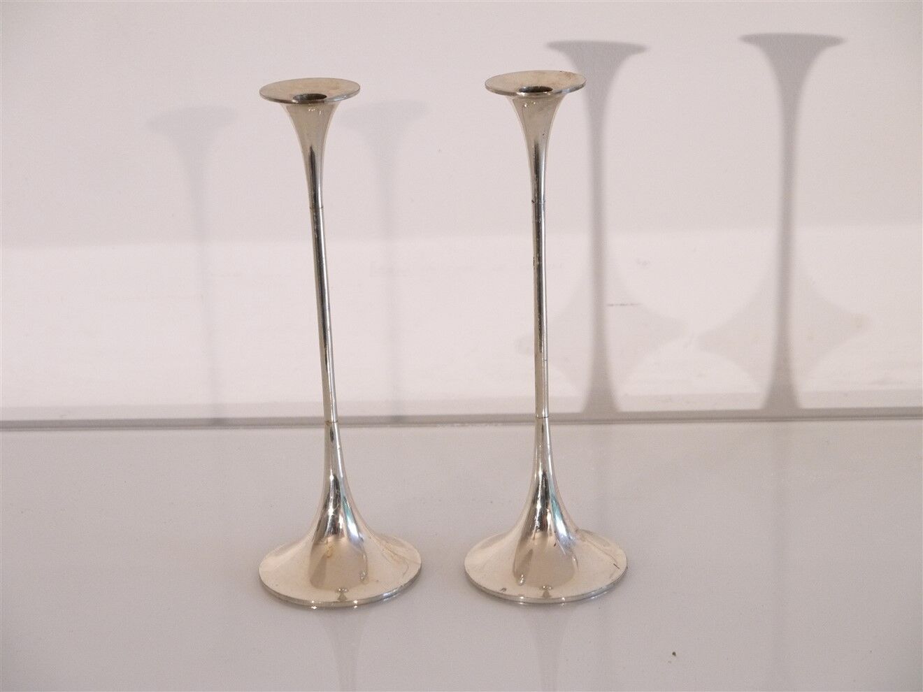 Pair of vintage metal candle holders 1970
