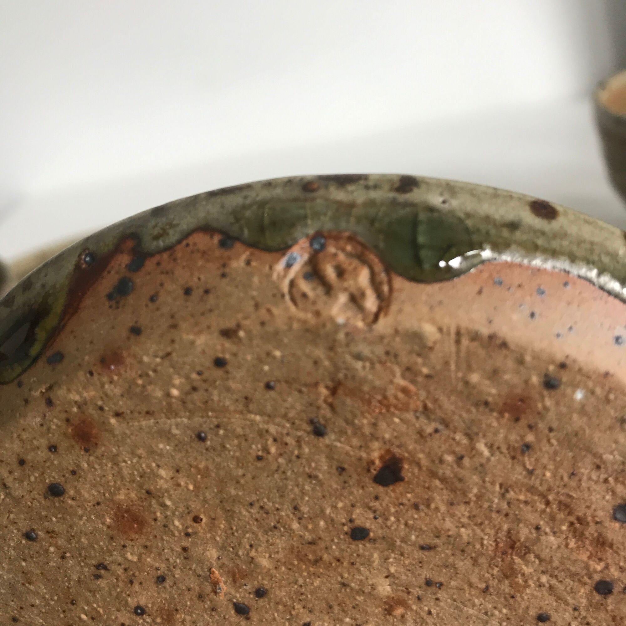 Pair of sandstone cups by Gustave Tiffoche ceramic from the 1970s-80s