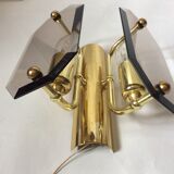 3 brass and vintage glass wall sconces