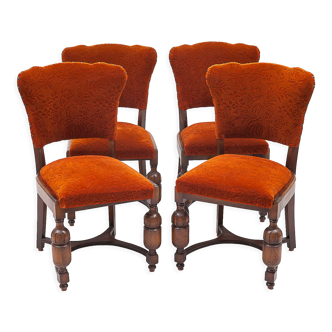 Set de chaises en velours ciselé 1950