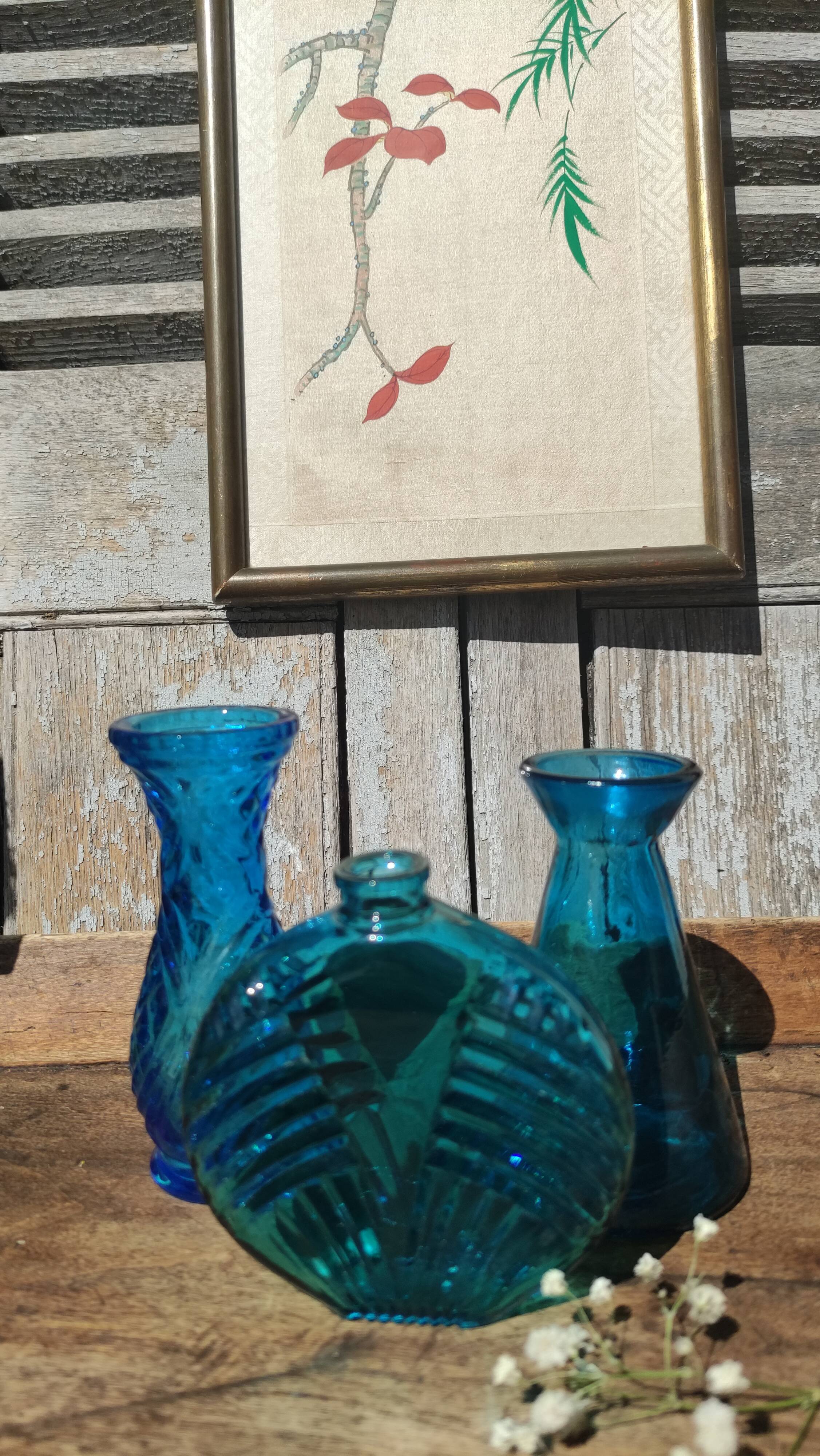 Vases and vintage soliflore blue and turquoise