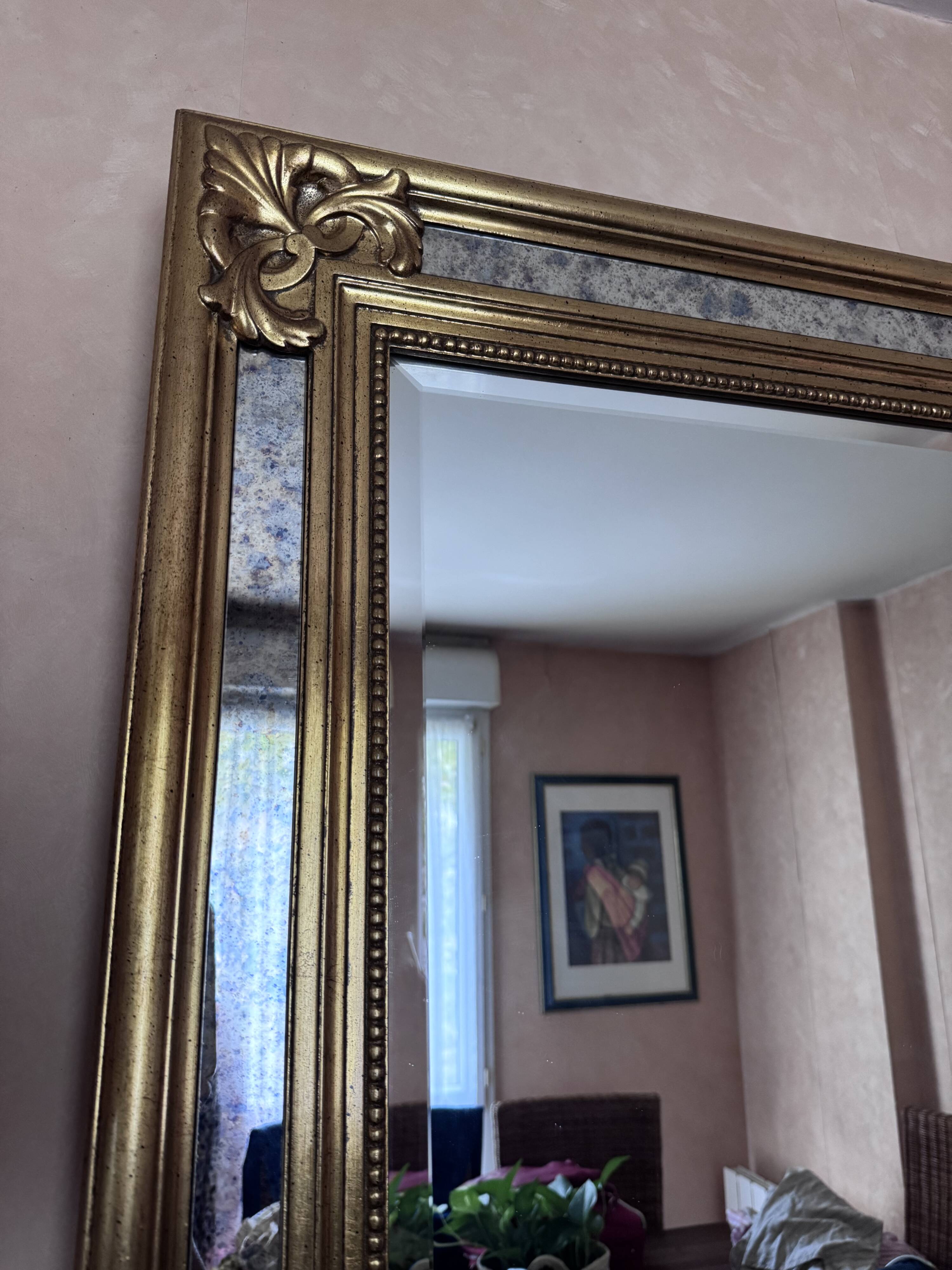 Exceptional large mirror with parcloses by Deknudt – Hollywood Regency style (198