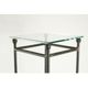 Two consoles, wrought iron sheaths on glass top, twentieth century
