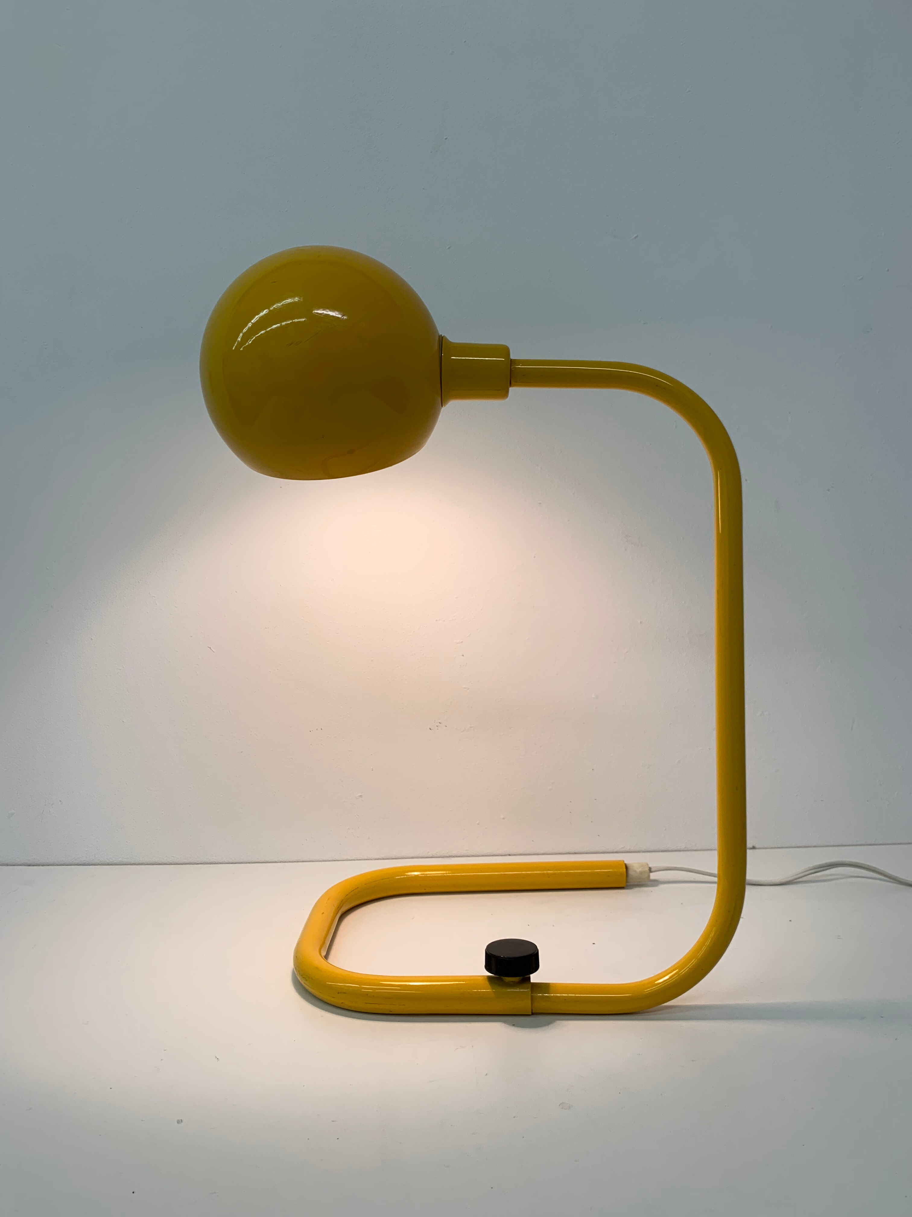 Mid-century design yellow tubular table lamp, 1970’s