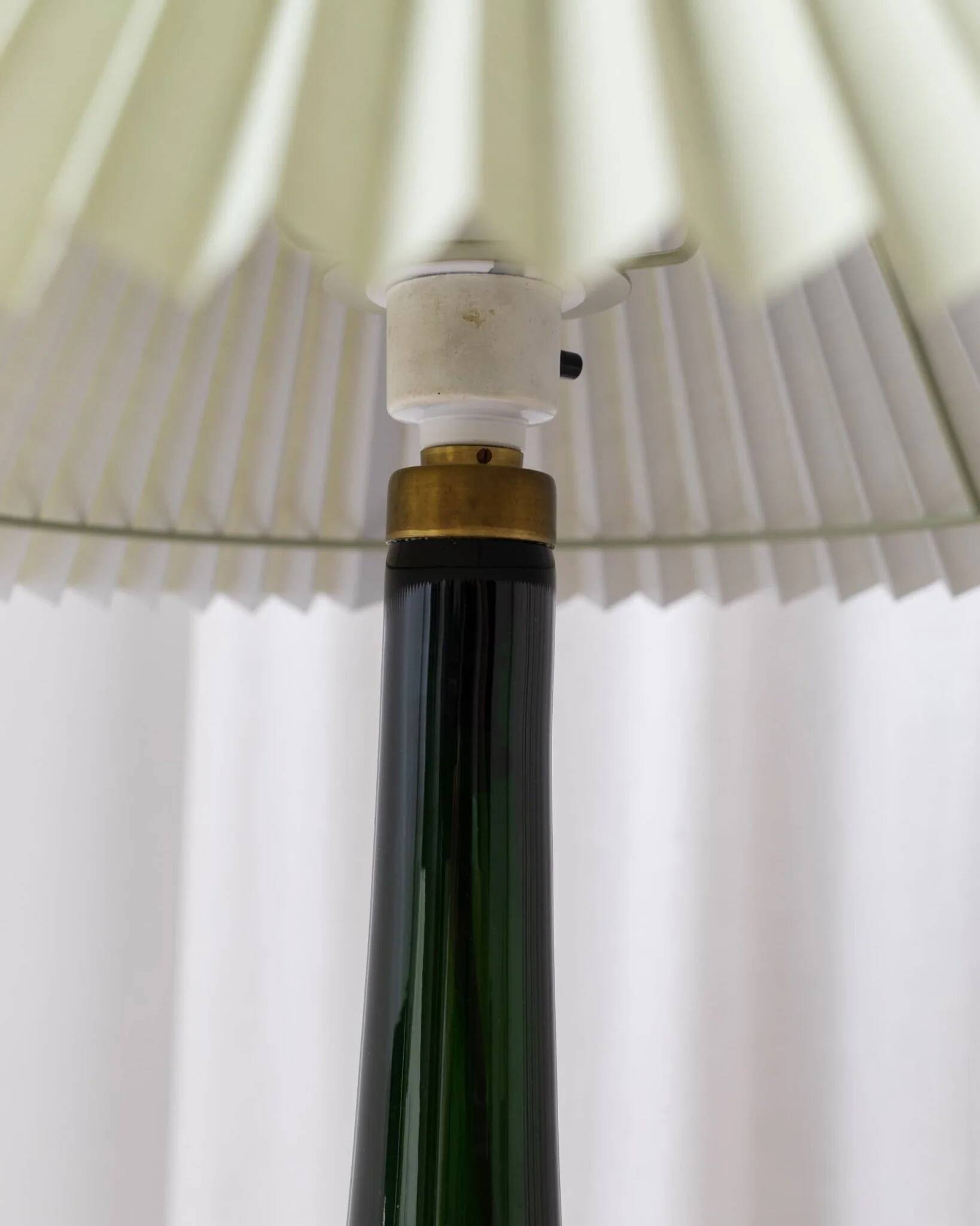Emerald Green Glass Table Lamp Fleur by Michael Bang for Holmegaard, Danish Mid-Century 1960s