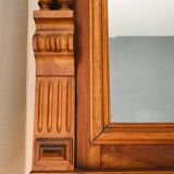 Oak overmantel mirror and beveled mirror