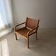 Danish safari armchair beech wood leather 1970s