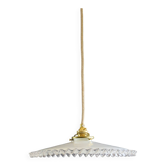 suspension en verre ancien-opaline- blanc- douille et câble neuf