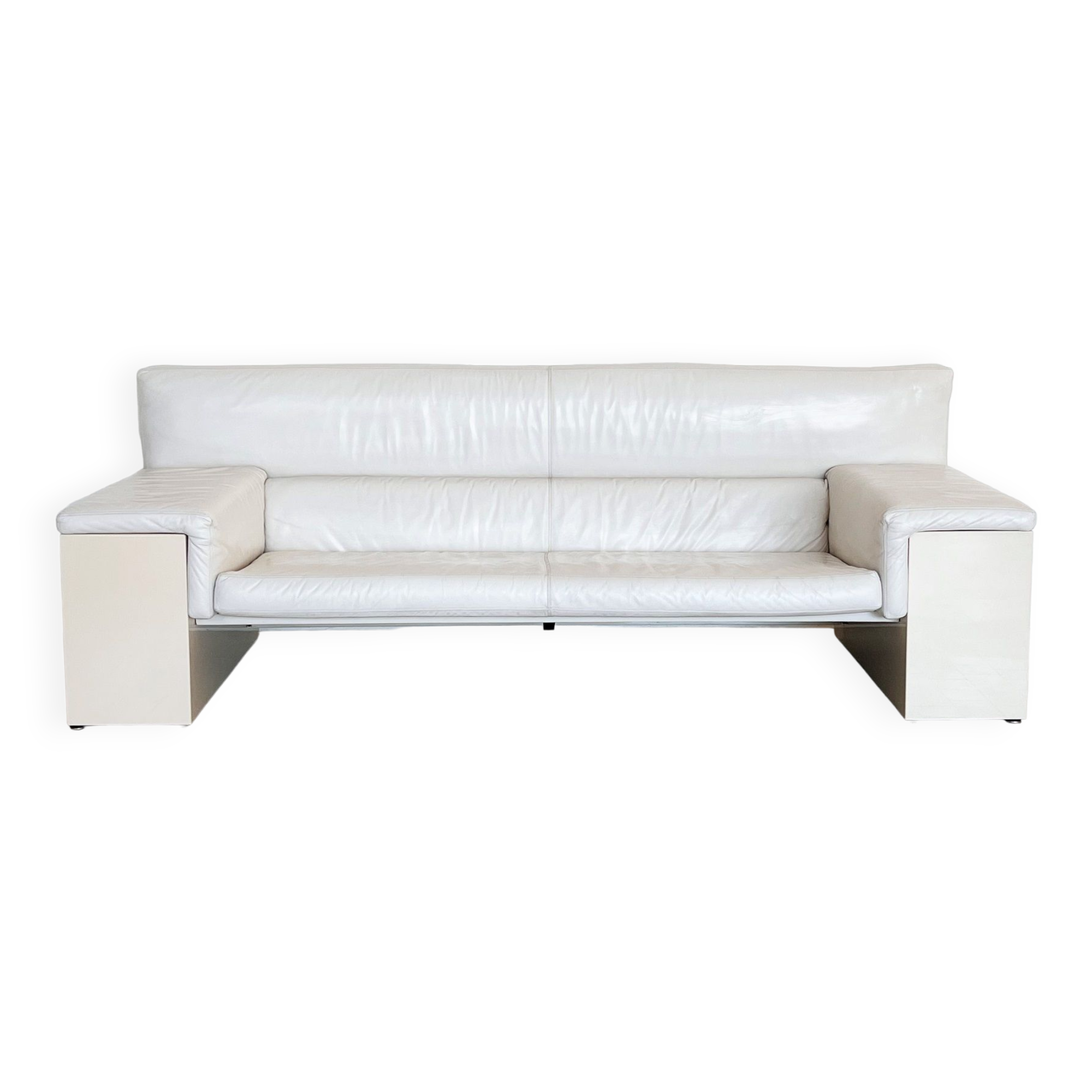 Cini Boeri for Knoll Three Seater Sofa 'Brigadier' in White Leather, 1970s