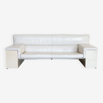 Cini Boeri for Knoll Three Seater Sofa 'Brigadier' in White Leather, 1970s