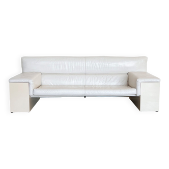 Cini Boeri for Knoll Three Seater Sofa 'Brigadier' in White Leather, 1970s