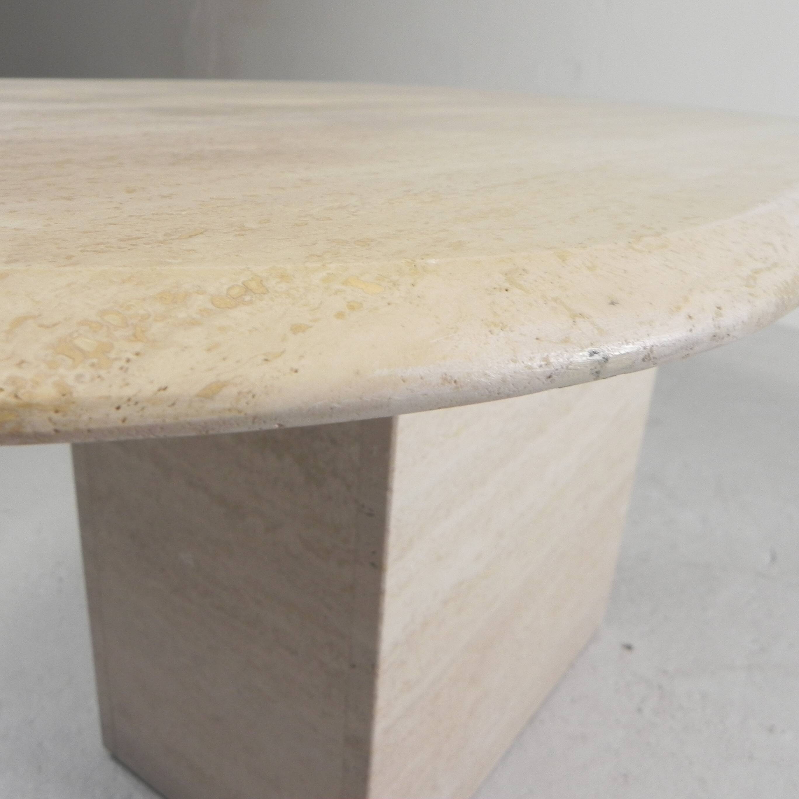 Mid-Century travertine coffee table with an oval top, 1970s.