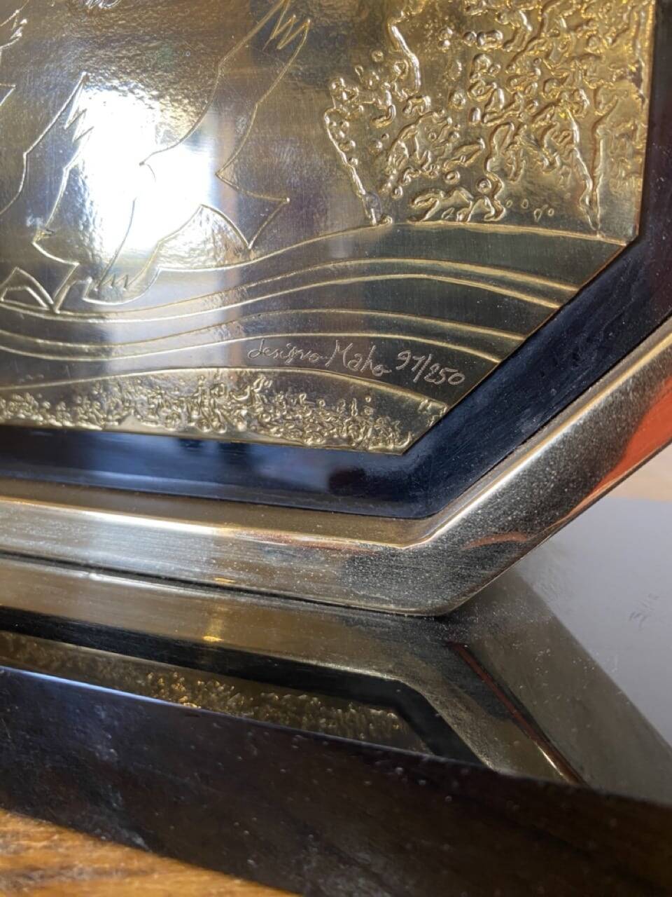 Pair of brass and gold-plated lamps by George Mathias, 1970