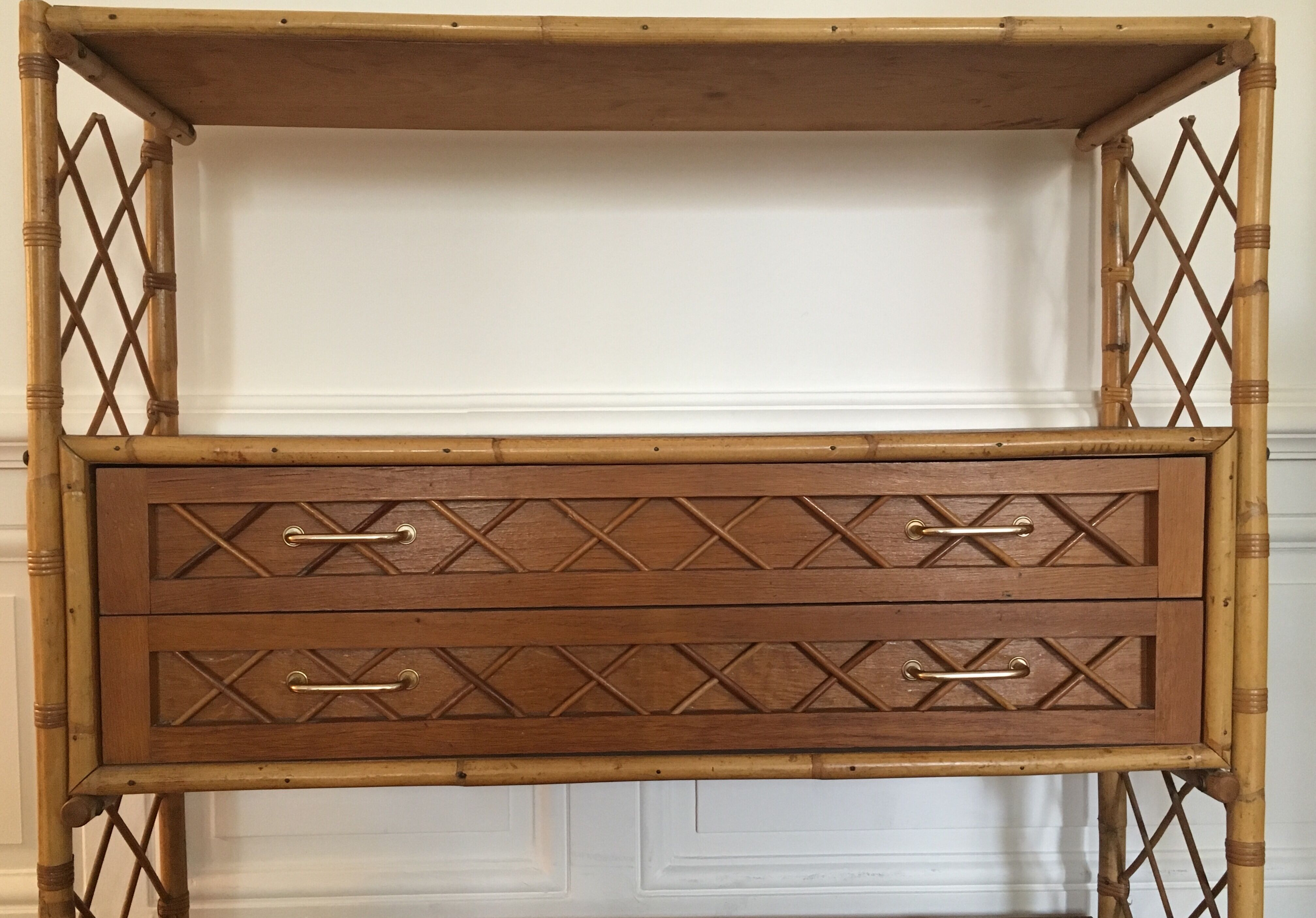 Vintage rattan console