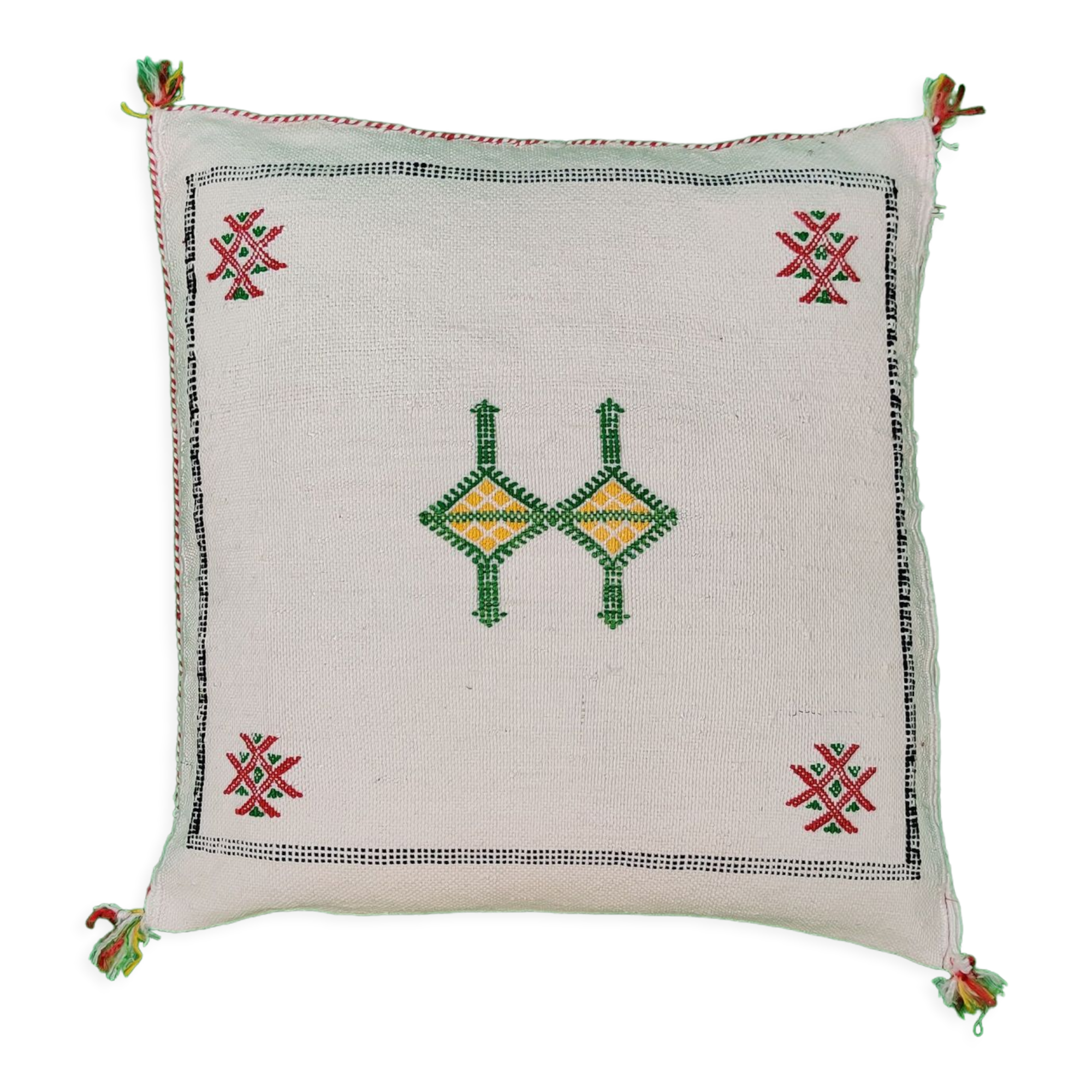 Berber cushion Sabra white green pattern