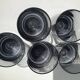 5 70's large bubble black smoked whiskey glasses