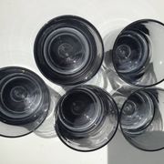 5 70's large bubble black smoked whiskey glasses